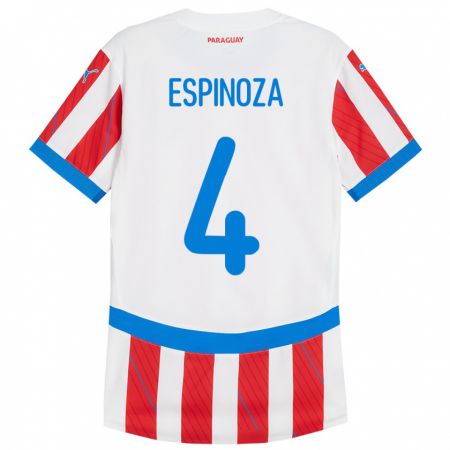 Kandiny Gyermek Paraguay Matías Espinoza #4 Fehér Piros Hazai Jersey 24-26 Mez Póló Ing