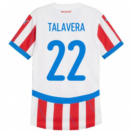 Kandiny Gyermek Paraguay Javier Talavera #22 Fehér Piros Hazai Jersey 24-26 Mez Póló Ing