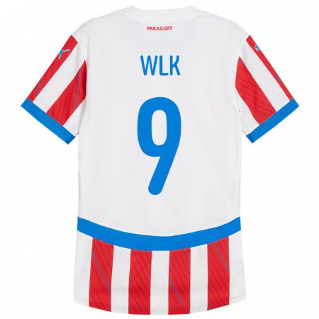 Kandiny Gyermek Paraguay Allan Wlk #9 Fehér Piros Hazai Jersey 24-26 Mez Póló Ing