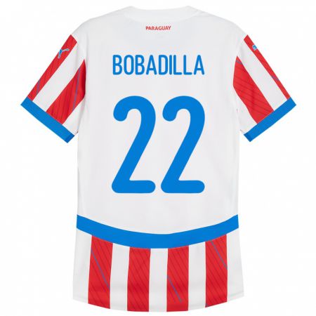 Kandiny Gyermek Paraguay Dylan Bobadilla #22 Fehér Piros Hazai Jersey 24-26 Mez Póló Ing