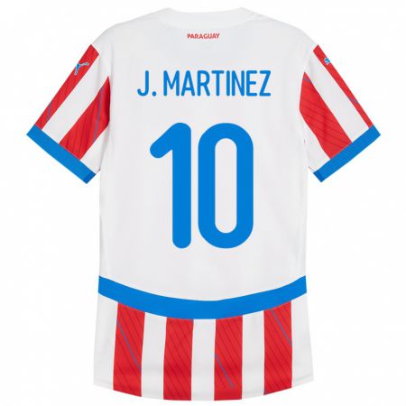 Kandiny Gyermek Paraguay Jessica Martínez #10 Fehér Piros Hazai Jersey 24-26 Mez Póló Ing