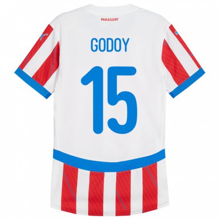 Kandiny Gyermek Paraguay Fanny Godoy #15 Fehér Piros Hazai Jersey 24-26 Mez Póló Ing