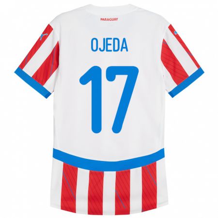 Kandiny Gyermek Paraguay Deisy Ojeda #17 Fehér Piros Hazai Jersey 24-26 Mez Póló Ing