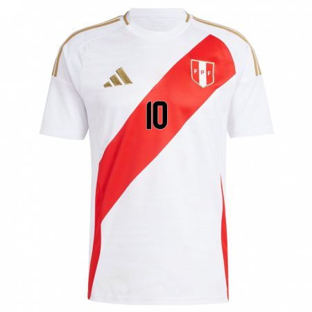 Kandiny Gyermek Peru Adrián Ascues #10 Fehér Hazai Jersey 24-26 Mez Póló Ing