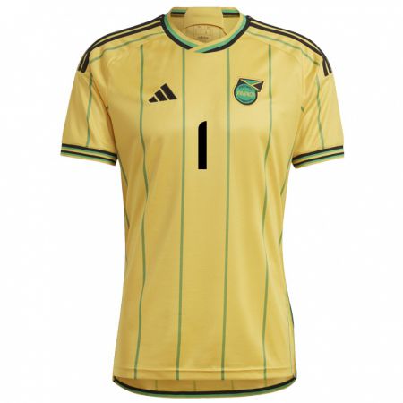 Kandiny Gyermek Jamaica Akeem Bernard #1 Sárga Hazai Jersey 24-26 Mez Póló Ing