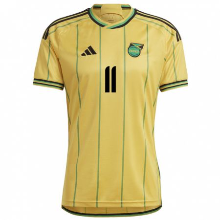 Kandiny Gyermek Jamaica Khadija Shaw #11 Sárga Hazai Jersey 24-26 Mez Póló Ing