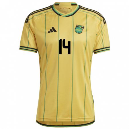 Kandiny Gyermek Jamaica Deneisha Blackwood #14 Sárga Hazai Jersey 24-26 Mez Póló Ing