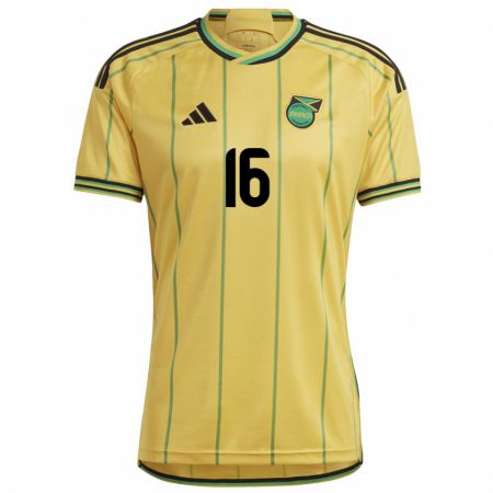 Kandiny Gyermek Jamaica Njeri Butts #16 Sárga Hazai Jersey 24-26 Mez Póló Ing