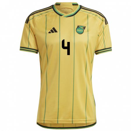 Kandiny Gyermek Jamaica Nevillegail Able #4 Sárga Hazai Jersey 24-26 Mez Póló Ing