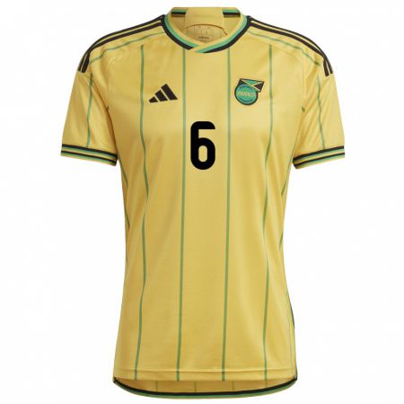 Kandiny Gyermek Jamaica Ronaldo Barrett #6 Sárga Hazai Jersey 24-26 Mez Póló Ing