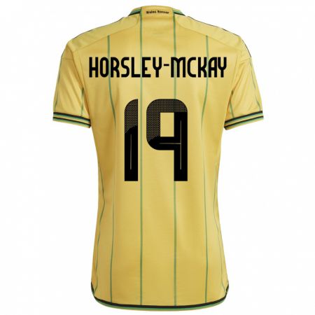 Kandiny Gyermek Jamaica Kyron Horsley-Mckay #19 Sárga Hazai Jersey 24-26 Mez Póló Ing