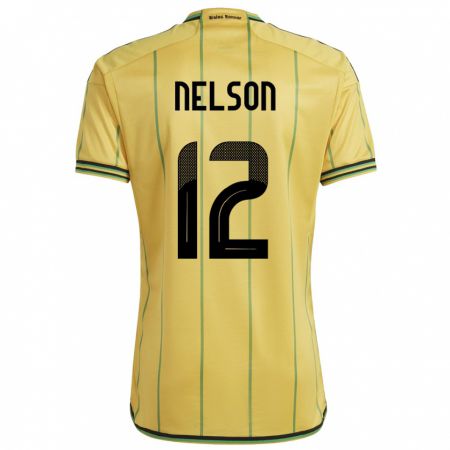 Kandiny Gyermek Jamaica Tyiesha Nelson #12 Sárga Hazai Jersey 24-26 Mez Póló Ing