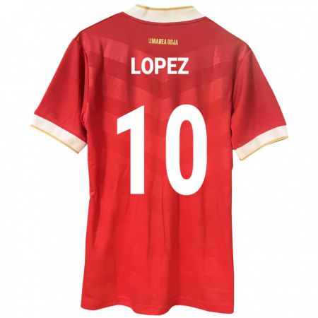 Kandiny Gyermek Panama Ovidio Lopez #10 Piros Hazai Jersey 24-26 Mez Póló Ing