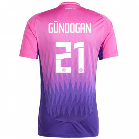 Kandiny Gyermek Németország Ilkay Gundogan #21 Pink Lila Idegenbeli Jersey 24-26 Mez Póló Ing