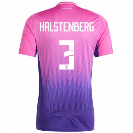 Kandiny Gyermek Németország Marcel Halstenberg #3 Pink Lila Idegenbeli Jersey 24-26 Mez Póló Ing