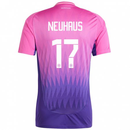 Kandiny Gyermek Németország Florian Neuhaus #17 Pink Lila Idegenbeli Jersey 24-26 Mez Póló Ing