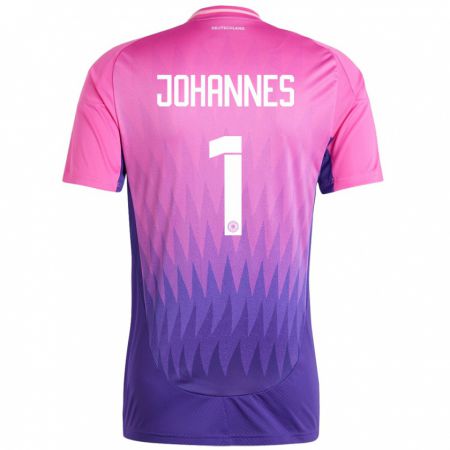 Kandiny Gyermek Németország Stina Johannes #1 Pink Lila Idegenbeli Jersey 24-26 Mez Póló Ing