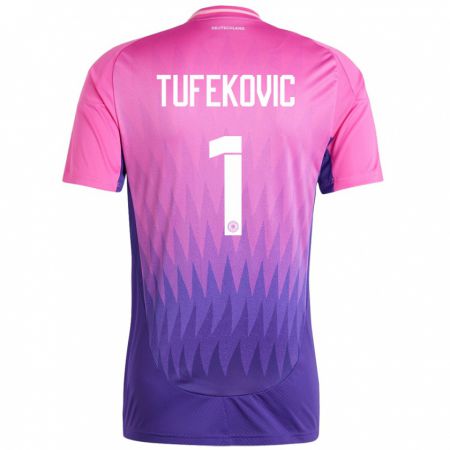 Kandiny Gyermek Németország Martina Tufekovic #1 Pink Lila Idegenbeli Jersey 24-26 Mez Póló Ing