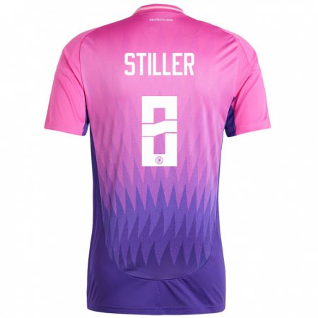 Kandiny Gyermek Németország Angelo Stiller #8 Pink Lila Idegenbeli Jersey 24-26 Mez Póló Ing