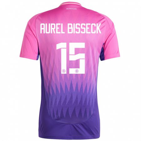 Kandiny Gyermek Németország Yann Aurel Bisseck #15 Pink Lila Idegenbeli Jersey 24-26 Mez Póló Ing