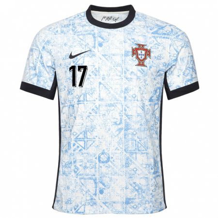 Kandiny Gyermek Portugália Vasco Sousa #17 Krémkék Idegenbeli Jersey 24-26 Mez Póló Ing