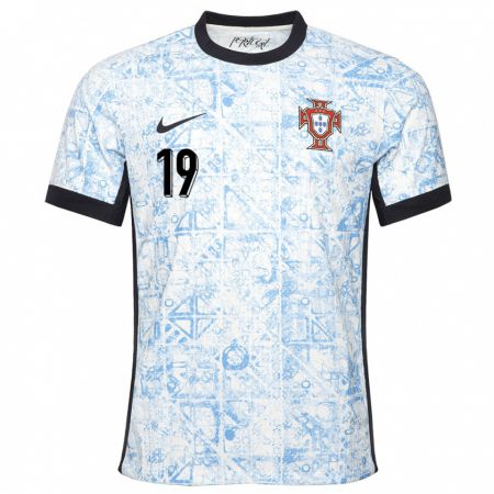 Kandiny Gyermek Portugália Goncalo Sousa #19 Krémkék Idegenbeli Jersey 24-26 Mez Póló Ing