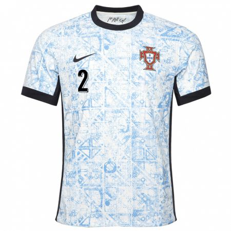 Kandiny Gyermek Portugália Goncalo Esteves #2 Krémkék Idegenbeli Jersey 24-26 Mez Póló Ing