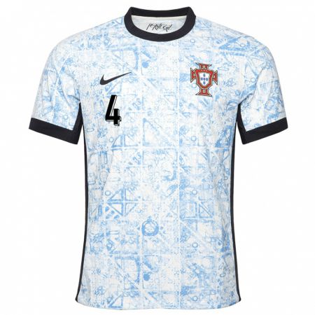 Kandiny Gyermek Portugália Alexandre Penetra #4 Krémkék Idegenbeli Jersey 24-26 Mez Póló Ing