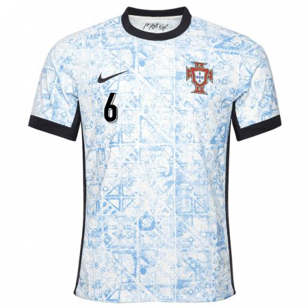 Kandiny Gyermek Portugália Vasco Santos #6 Krémkék Idegenbeli Jersey 24-26 Mez Póló Ing