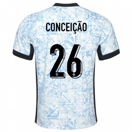 Kandiny Gyermek Portugália Francisco Conceicao #26 Krémkék Idegenbeli Jersey 24-26 Mez Póló Ing