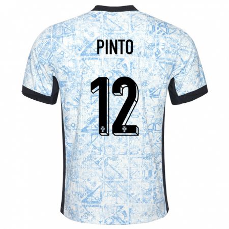 Kandiny Gyermek Portugália Diogo Pinto #12 Krémkék Idegenbeli Jersey 24-26 Mez Póló Ing