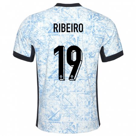 Kandiny Gyermek Portugália Rodrigo Ribeiro #19 Krémkék Idegenbeli Jersey 24-26 Mez Póló Ing