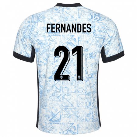 Kandiny Gyermek Portugália Mateus Fernandes #21 Krémkék Idegenbeli Jersey 24-26 Mez Póló Ing