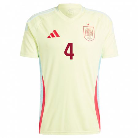 Kandiny Gyermek Spanyolország Andrea Pereira #4 Sárga Idegenbeli Jersey 24-26 Mez Póló Ing