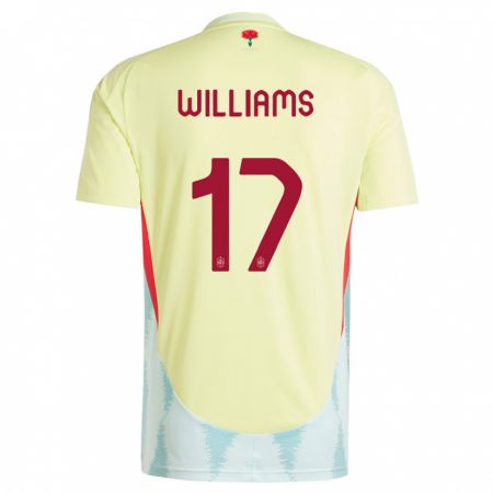 Kandiny Gyermek Spanyolország Nico Williams #17 Sárga Idegenbeli Jersey 24-26 Mez Póló Ing