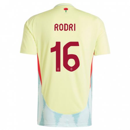 Kandiny Gyermek Spanyolország Rodri #16 Sárga Idegenbeli Jersey 24-26 Mez Póló Ing