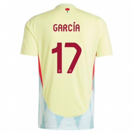 Kandiny Gyermek Spanyolország Lucia Garcia #17 Sárga Idegenbeli Jersey 24-26 Mez Póló Ing