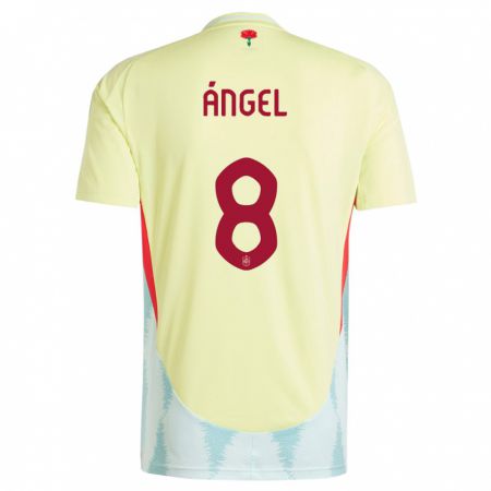 Kandiny Gyermek Spanyolország Manuel Angel #8 Sárga Idegenbeli Jersey 24-26 Mez Póló Ing