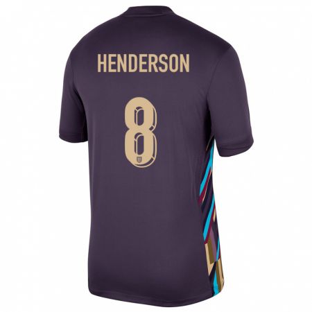 Kandiny Gyermek Anglia Jordan Henderson #8 Sötét Mazsola Idegenbeli Jersey 24-26 Mez Póló Ing