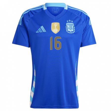 Kandiny Gyermek Argentína Giovani Lo Celso #16 Kék Idegenbeli Jersey 24-26 Mez Póló Ing