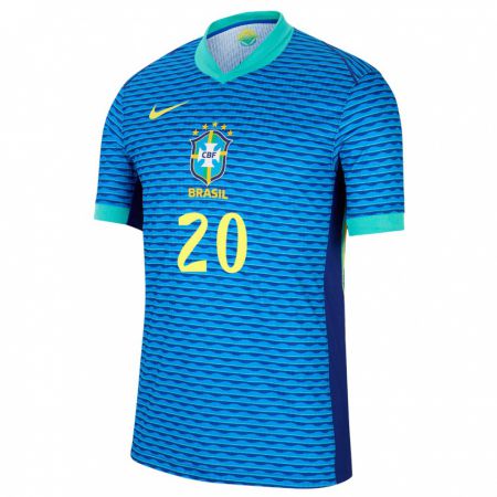 Kandiny Gyermek Brazília Dudu #20 Kék Idegenbeli Jersey 24-26 Mez Póló Ing