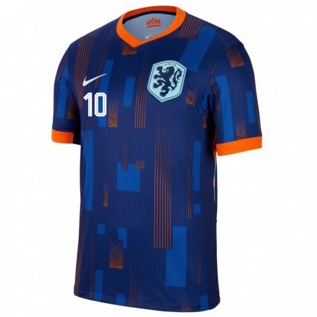 Kandiny Gyermek Hollandia Memphis Depay #10 Kék Idegenbeli Jersey 24-26 Mez Póló Ing