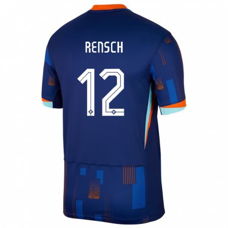 Kandiny Gyermek Hollandia Devyne Rensch #12 Kék Idegenbeli Jersey 24-26 Mez Póló Ing