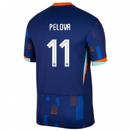 Kandiny Gyermek Hollandia Victoria Pelova #11 Kék Idegenbeli Jersey 24-26 Mez Póló Ing