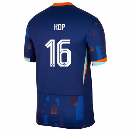 Kandiny Gyermek Hollandia Lize Kop #16 Kék Idegenbeli Jersey 24-26 Mez Póló Ing