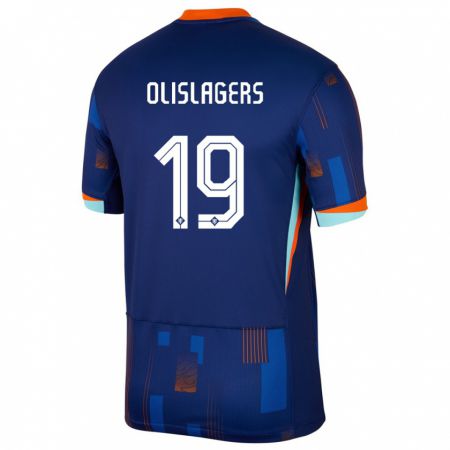 Kandiny Gyermek Hollandia Marisa Olislagers #19 Kék Idegenbeli Jersey 24-26 Mez Póló Ing