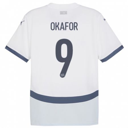 Kandiny Gyermek Svájc Noah Okafor #9 Fehér Idegenbeli Jersey 24-26 Mez Póló Ing