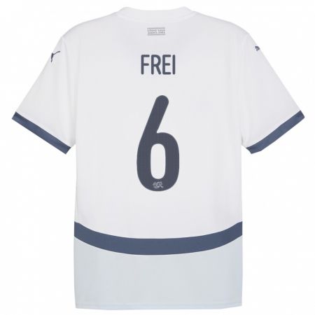 Kandiny Gyermek Svájc Fabian Frei #6 Fehér Idegenbeli Jersey 24-26 Mez Póló Ing