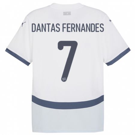 Kandiny Gyermek Svájc Ronaldo Dantas Fernandes #7 Fehér Idegenbeli Jersey 24-26 Mez Póló Ing