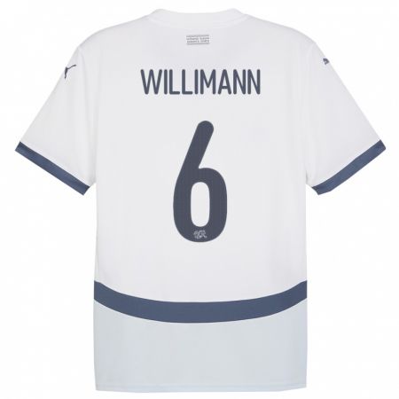 Kandiny Gyermek Svájc Mauricio Willimann #6 Fehér Idegenbeli Jersey 24-26 Mez Póló Ing